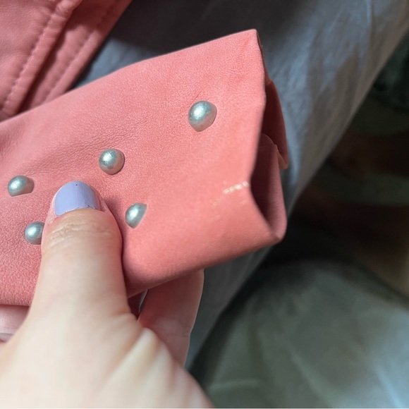 BB Dakota pink studded silver moto jacket medium - Picture 6 of 8